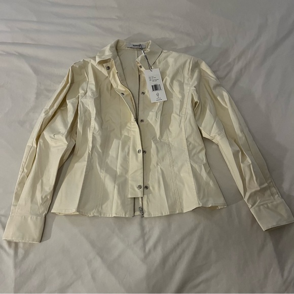BNWT Thakoon Fitted Puff Sleeve Shirt Jacket Size 2 Pale Yellow $295 - Picture 6 of 9